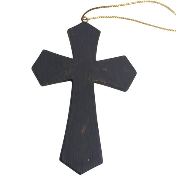 Lot of 3 VTG Antiqued Gold Tone Cross Jeweled Christmas Ornament 3.5" b - Picture 3 of 7